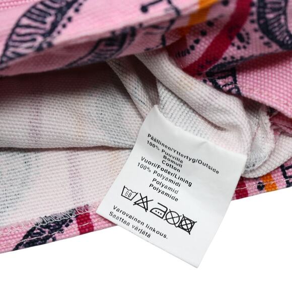 Marimekko Shoulder Bag Tote in Pink and Black Cotton Print 14x11" - Hey Viv - Picture 8 of 9